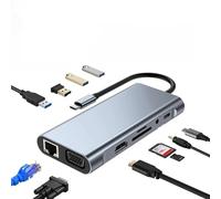 weiweitek 5/7/8/11-in-1 USB C Hub, 87W PD Charging, 4K HDMI, 3 USB 2.0, USB 3.0, VGA, Ethernet, SD/TF, Audio Port (11 in 1)