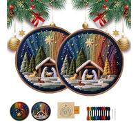 WEIWOGU DIY Nativity Embroidery Set - Stitch The Holy Story, Christian Embroidery Kit for Adults Beginner, Christmas Cross Stitch Kit with A Spiritual Touch, Decorative Handmade Artwork (2PCS-A)