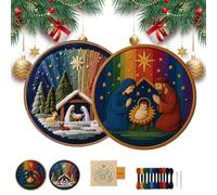 WEIWOGU DIY Nativity Embroidery Set - Stitch The Holy Story, Christian Embroidery Kit for Adults Beginner, Christmas Cross Stitch Kit with A Spiritual Touch, Decorative Handmade Artwork (Mix)