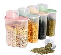 WEIWUXIAN 4PCS 2.2L Airtight Cereal Storage Containers with Lids&Measuring Cup, BPA-Free Plastic Storage Box Cereal Dry Food Storage Tank for Kitchen Cupboard&Pantry Organization, Rice Pasta Flour