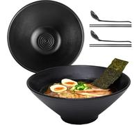 WEIWUXIAN Ramen Bowls 1500 ml Melamine Japanese Crockery Ramen Set Ramen Bowl Asian with 24 cm Chopsticks and Spoon for Pasta Soups Salads Pasta Fruit Sushi Pho (1500 ml)