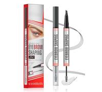Weixinbuy 2-IN-1 Microblading Eyebrow Pen Long-lasting, Waterproof Eyebrow Pencil Dual-Ended with 4-Fork-Tip & Brow Brush & Clear Brow Gel, Fluffy & Defined Brows for Natural-Looking (1# Grey)