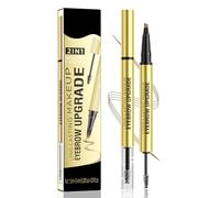 Weixinbuy 2-IN-1 Microblading Eyebrow Pen Long-lasting, Waterproof Eyebrow Pencil Dual-Ended with 4-Fork-Tip & Brow Brush & Clear Brow Gel, Fluffy & Defined Brows for Natural-Looking (2# Light Brown)