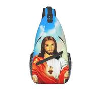 WEIXNCXCJ Casual Sacred Heart Of Jesus Sling Bag for Cycling Camping Men Christian Catholic God Chest Crossbody Backpack Shoulder Daypack