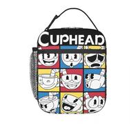 WEIXNCXCJ Cuphead Nine Squares of Different Emotions Thermal Insulated Lunch Bags for School Reusable Bento Box Cooler Thermal Lunch Boxes