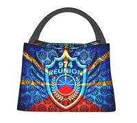 WEIXNCXCJ Custom 974 Reunion Island Insulated Lunch Tote Bag for Women Maveli Coat of Arms Portable Cooler Thermal Bento Box Work Travel