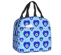 WEIXNCXCJ Custom Evil Eye Pattern Greek Heart Bead and Turkish Insulated Lunch Bag for Lucky Charm Cooler Thermal Bento Box Beach Travel