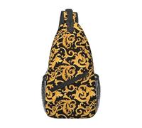 WEIXNCXCJ Custom Luxury Golden European Floral Sling Chest Crossbody Bag Men Casual Baroque Victorian Art Shoulder Backpack for Camping