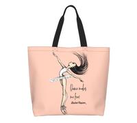 WEIXNCXCJ Fashion Print Ballet Dance Makes Me Free Tote Shopping Bags Recycling Canvas Shopper Shoulder Ballerina Dancer Handbag