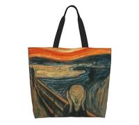 WEIXNCXCJ Funny The Scream By Edvard Munch Shopping Tote Bags Reusable Famous Oil Painting Canvas Grocery Shoulder Shopper Bag