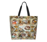 WEIXNCXCJ The Sistine Chapel Groceries Shopping Tote Bag Women Kawaii Michelangelo Art Canvas Shoulder Shopper Bag Large Capacity Handbags