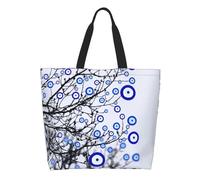 WEIXNCXCJ Turkish Evil Eye Tree Grocery Shopping Tote Bags Mediterranean Amulet Canvas Shopper Shoulder Bags Large Capacity Handbags