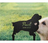 WEIYALIY Clumber Spaniel Memorial Stake, Custom Metal Garden Sign, Pet Grave Marker, Engraved Name Sign, Outdoor Dog Burial Stake, Dog Loss Gift, Pet Memorial Plaque, Headstone