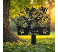 WEIYALIY Custom Angel Yorkshire Terrier Dog Memorial Plaques, Personalised Metal Grave Marker, Outdoor Tribute Gift for Yorkie Lovers, Garden Pet Decor, Dog Memorial Gifts, Pet Tombstone