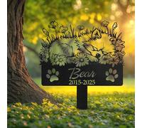 WEIYALIY Custom Pomeranian Sleeping on Wildflowers Dog Memorial Plaques, Personalised Remembrance Gift, Pet Grave Marker, Garden Decor for Dog Lovers, Dog Memorial Gifts, Pet Tombstone