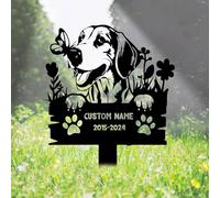 WEIYALIY Dog Memorial Gifts Personalised American Foxhound Dog Memorial Plaques Custom Metal Name Signs Pet Bereavement Gifts Garden Signs Dog Grave Plaques Garden Ornaments Outdoor Pet Grave Marker