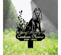 WEIYALIY Dog Memorial Gifts Personalised Cocker Spaniel Dog Memorial Plaques Custom Metal Name Signs Pet Bereavement Gifts Garden Signs Dog Grave Plaques Garden Ornaments Outdoor Pet Grave Marker