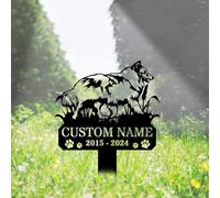 WEIYALIY Dog Memorial Gifts Personalised Shetland SheepDog Memorial Plaques Custom Metal Name Signs Pet Bereavement Gifts Garden Signs Dog Grave Plaques Garden Ornaments Outdoor Pet Grave Marker