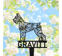 WEIYALIY Giant Schnauzer Mandala Garden Stake, Riesenschnauzer Zentangle Metal Yard Art, Schnauzer Memorial Gift, Dog Garden Sign, Outdoor Decor, Pet Memorial Plaque, Pet Tribute