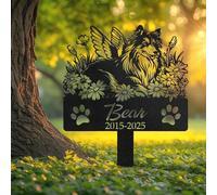 WEIYALIY Personalised Angel Shetland SheepDog Memorial Plaques, Custom Sheltie Dog Grave Marker, Pet Loss Outdoor Garden Decor, Dog Remembrance Gift, Dog Memorial Gifts, Pet Tombstone