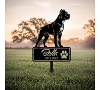 WEIYALIY Personalised Boxer Dog Memorial Plaque, Custom Dog Memorial Gifts, Pet Loss Sympathy Gifts, Pet Grave Marker for Dogs, Outdoor Headstone Tombstone, Garden Sign, Engraved Name Plaque