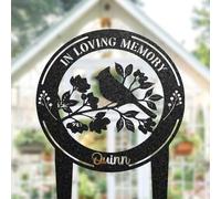 WEIYALIY Personalised Cardinal Memorial Stake, Custom Cardinal Garden Plaque, Pet Grave Marker, Remembrance Sign, Metal Yard Art, Sympathy Gift, Pet Memorial Plaque, Headstone