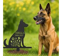 WEIYALIY Personalised Dog Grave Markers Belgian Malinois Dog Headstone Pet Loss Sympathy Gifts Custom Dog Memorial Gifts Dog Tombstone Pet Memorial Plaque Yard Garden Decor Dog Name Sign