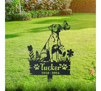 WEIYALIY Personalised Dog Memorial Gift, Black Mouth Cur Dog Memorial Plaques, Metal Garden Decor, Custom Name Sign, Pet Grave Marker for Dogs, Headstone, Pet Bereavement Gifts, Remembrance Plaque