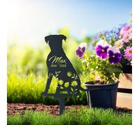 WEIYALIY Personalised Dog Memorial Gift, Boxer Dog Memorial Plaques, Metal Garden Decor, Custom Name Sign, Pet Grave Marker for Dogs, Headstone, Pet Bereavement Gifts, Remembrance Plaque