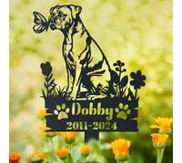 WEIYALIY Personalised Dog Memorial Gift, Boxer Dog Memorial Plaques, Metal Garden Decor, Custom Name Sign, Pet Grave Marker for Dogs, Headstone, Pet Bereavement Gifts, Remembrance Plaque
