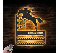 WEIYALIY Personalised Jumping Horse Medal Hanger Display Equestrian Medal Holder for Wall Rack for Award and Ribbon Tiered Award Rack Show Jumping Equestrian Award Display Horse Show Gift