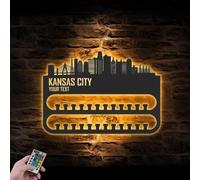 WEIYALIY Personalised Kansas City Skyline Sport Medal Hanger Display Medal Holder for Wall Rack for Award and Ribbon Tiered Award Rack Cityscape Sports Decor Athletic Gift