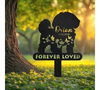 WEIYALIY Personalised Shih Tzu Dog Memorial Plaques With Butterflies, Custom Forever Loved Pet Grave Marker, Outdoor Garden Tribute for Dog Lovers, Dog Memorial Gifts, Pet Tombstone
