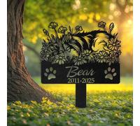 WEIYALIY Personalised Sleeping Shetland SheepDog Memorial Plaques, Custom Pet Grave Marker, Sheltie Loss Gift, Outdoor Garder Decor for Dog Lovers, Dog Memorial Gifts, Pet Tombstone