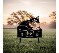 WEIYALIY Personalised Tuxedo Cat Memorial Plaque, Cat Memorial Gifts, Pet Loss Sympathy Gifts, Pet Grave Marker for Cats, Outdoor Headstone Tombstone, Garden Sign, Engraved Name Plaque