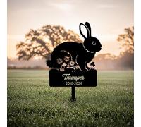 WEIYALIY Rabbit Memorial Garden Stake, Personalised Metal Bunny Grave Marker for Yard Lawn Planter, Custom Pet Tribute Sign, Gift for Rabbit Loss, Small Pet Yard Sign, Bunny Remembrance Gift