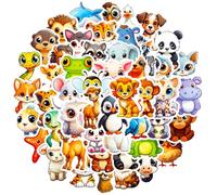 WEIYAMEIJU 50 Big-Eyed Animal Stickers, Cartoon Cute Natural Small Animal Graffiti Stickers