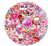 WEIYAMEIJU 50 Sweet Valentine's Day Theme pp Waterproof Decorative Stickers Love Heart Bunny Chocolate Non-Repeating Stickers