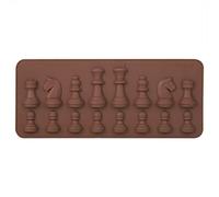 Weiyiroty Silicone Chess Chocolate Mold, 16 Cavity, Brown, Suitable for Chocolate/Jelly, Chess Piece Shape
