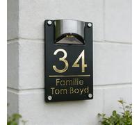 WEIYOUDP Custom Solar House Numbers for Outside Light Up,Personalized Lighted Address Sign,Solar Powered Address Plaque for Garden Yard Home,Garage&Front Door Wall Art (15x25cm .9"x9.8",Style 2)