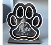 WEIYOUDP Personalized Dog Cat Paw Shaped Pet Hair Keepsake Box,Pet Memorial Shadow Box,Dog Fur Keepsake Frame,Cat Memorial Gift,Loss of Pet Gift,Desktop Decoration (Black)