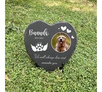 WEIYOUDP Personalized Pet Dog Memorial Stone with Photo,Pet Grave Marker,Cat Headstone Custom,Dog Memorial Garden Stone,Memorial Gifts for Loss of Dog (15 ")