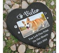 WEIYOUDP Personalized Pet Heart Shapped Memorials Garden Stone with Photo,Dog Grave Marker Plaque,Gifts for Someone Who Lost Pet,Dog,Cat Memorials & Funerary (Style 4,15cm)