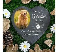WEIYOUDP Personalized Pet Heart Shapped Memorials Garden Stone with Photo,Dog Grave Marker Plaque,Gifts for Someone Who Lost Pet,Dog,Cat Memorials & Funerary (Style 1,15cm)