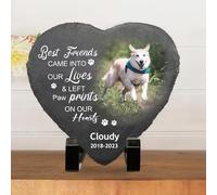 WEIYOUDP Personalized Pet Memorial Stone with Photo Printing Dog Cat Grave Marker Plaque Custom Dog Heart Memorial Garden Stone Slate with Name,Personalized Pet Memorial Sympathy Gift (15 ")