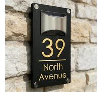 WEIYOUDP Personalized Solar House Numbers for Outside Custom Solar Address Sign Housewarming Gift LED Address Numbers Modern Plaque for Garden Yard Home (18x30cm x11.8,Style 2)