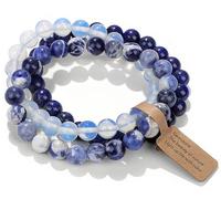 WEIZAIJY 3 PCS Healing Crystal Bracelets for Women 8mm Natural Stone Beaded Stretch Bracelet Amethyst Jewelry Gifts (Sodalite&Opal&Lapis Lazuli)