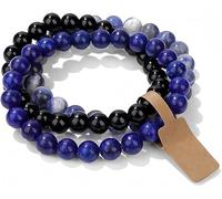 WEIZAIJY 3 PCS Healing Crystal Bracelets for Women 8mm Natural Stone Beaded Stretch Bracelet Amethyst Jewelry Gifts (Lapis Lazuli&Black Onyx&Sodalite)