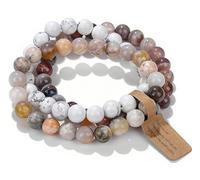 WEIZAIJY 3 PCS Healing Crystal Bracelets for Women 8mm Natural Stone Beaded Stretch Bracelet Amethyst Jewelry Gifts (Bamboo Leaf Agate&White Howlite&Botswana Agate)