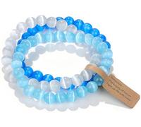 WEIZAIJY Crystal Beaded Bracelet for Women 3 Pack - Natural Stone Chakra Healing Bracelets for Anxiety & Stress Relief, Meditation Yoga Gifts